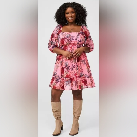 torrid Dresses & Skirts - 🌷Torrid Pink and Red Long Sleeve Dress